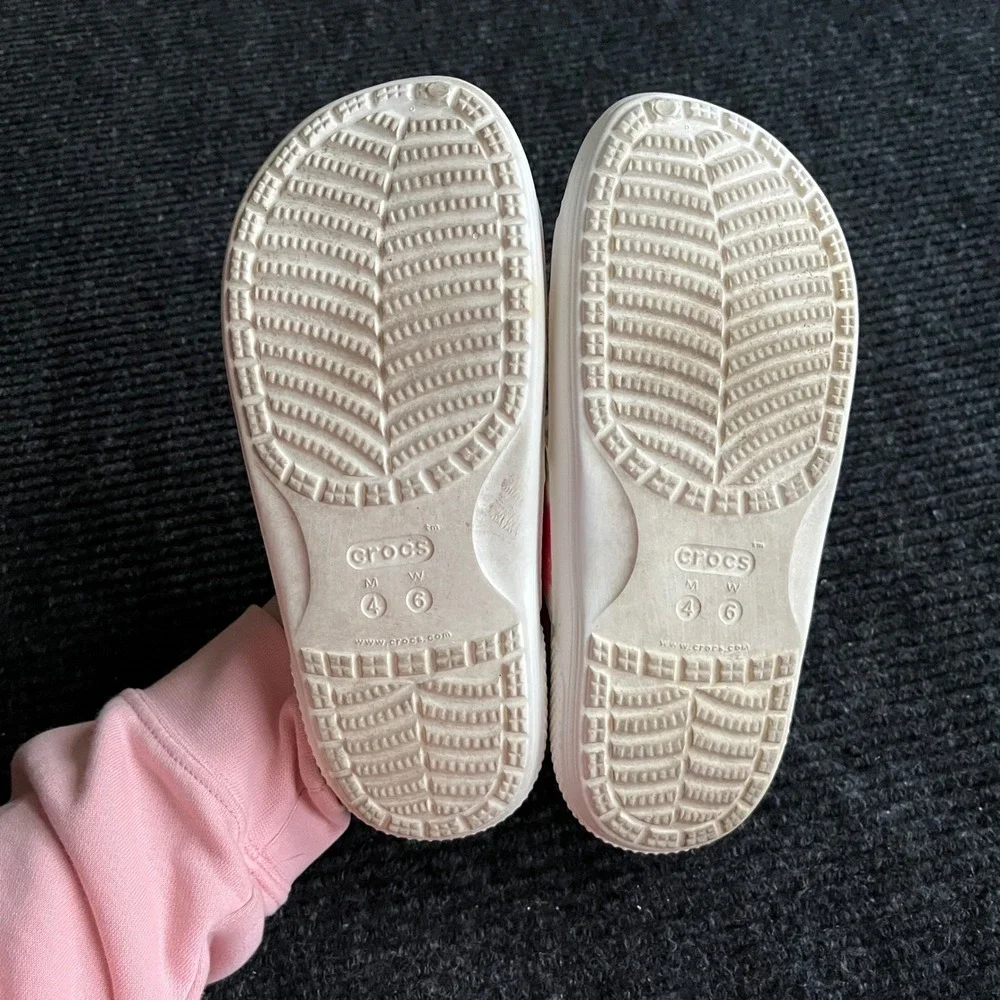 Crocs Classic Sandal Womens 6 White Tie Dye Two Strap Slide Comfort Shoes slipon